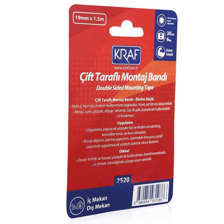 KRAF ÇİFT TARAFLI EXTRA GÜÇLÜ MONTAJ BANDI İÇ-DIŞ MEKAN 19MMX1,5M 2520G
