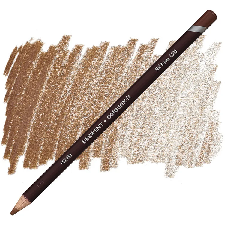 DERWENT COLOURSOFT - YUMUŞAK KURUBOYA KALEMİ- MID BROWN C600