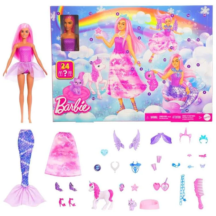BARBIE JFL66 ADVENT TAKVİMİ BEBEKLİ 24'LÜ SÜRPRİZ KUTU OYUN SETİ 3+