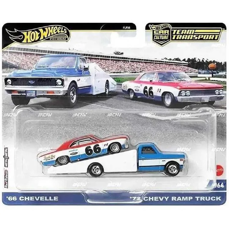 HOT WHEELS FLF56/HRV40 TEAM TRANSPORT 66 CHEVELLE-72 CHEVY RAMP TRUCK PREMIUM ARABALAR 3+ TEKLİ