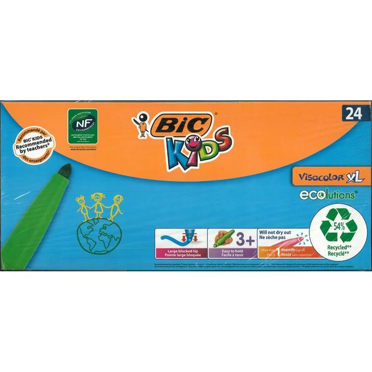 BİC KIDS VISACOLOR XL JUMBO KEÇELİ BOYA KALEMİ 24 RENK - 8290052 (5137817