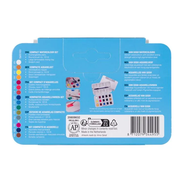 VAN GOGH RT20808632 POCKET BOX WATER COLOR - TABLET SULU BOYA (12+3 ) 15 RENK SET