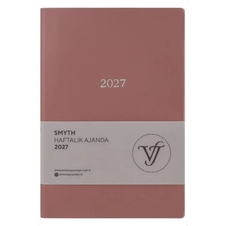 VICTORIA'S JOURNALS 226-2326 14x20,5 cm A5 SMYTH ESNEK KAPAK GÜMÜŞ YALDIZ KENAR HAFTALIK AJANDA -TOPRAK