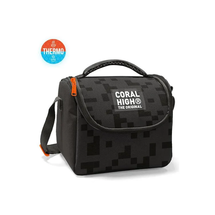CORAL HIGH 22794 KIDS SİYAH BLOK DESENLİ THERMO BESLENME ÇANTASI