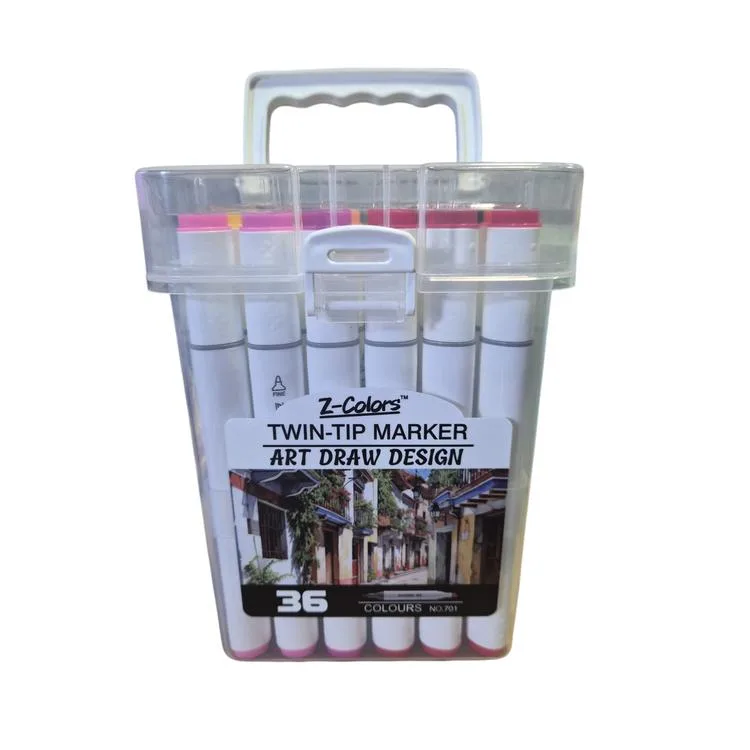 TMN 593076 Z-COLORS ART DRAW DESING ÇİFT UÇLU MARKER SAPLI PVC KUTU 36 RENK