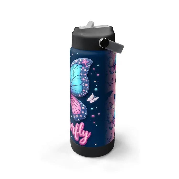 CORAL HIGH 38331 KIDS KELEBEK DESENLİ KATLANIR AĞIZLI PİPETLİ ÇELİK TERMOS 650ML