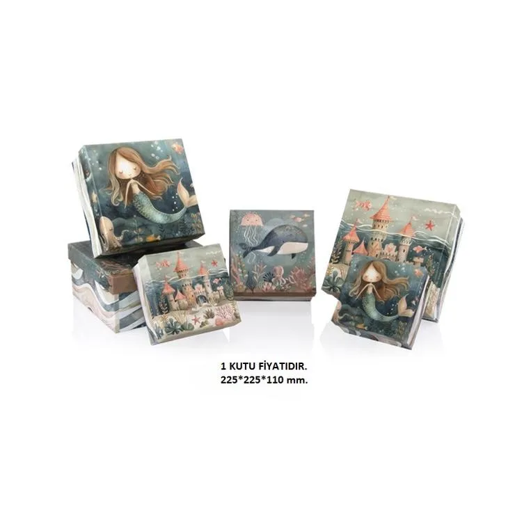 GIPTA OCEAN KARE HEDİYE KUTUSU BX2796 G NO:5,5 225x225x110 mm - TEKLİ