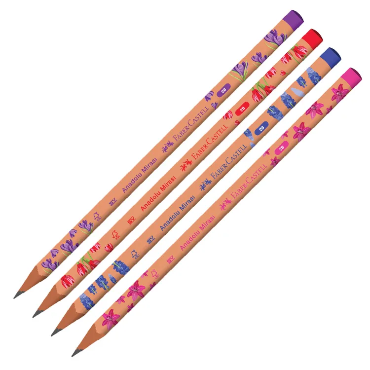 FABER CASTELL ANADOLU MİRASI ÇİÇEKLİ YUVARLAK KURŞUN KALEM 2B - TEKLİ