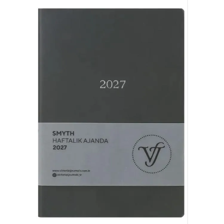 VICTORIA'S JOURNALS 226-2323 14x20,5 cm A5 SMYTH ESNEK KAPAK GÜMÜŞ YALDIZ KENAR HAFTALIK AJANDA - PLATİNİUM