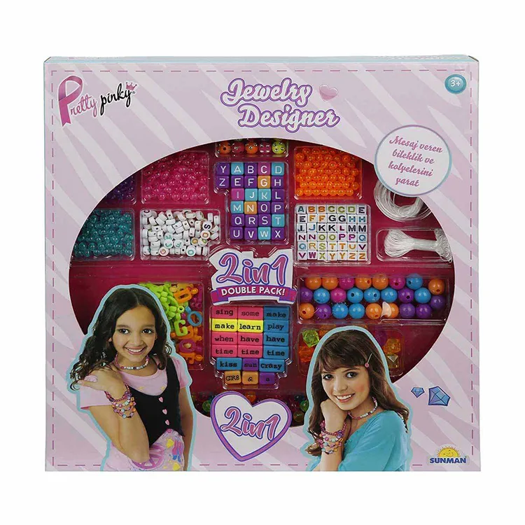 SUNMAN 11036 PRETTY PINKY 2 IN 1 HARFLİ BONCUKLU HOBİ SETİ