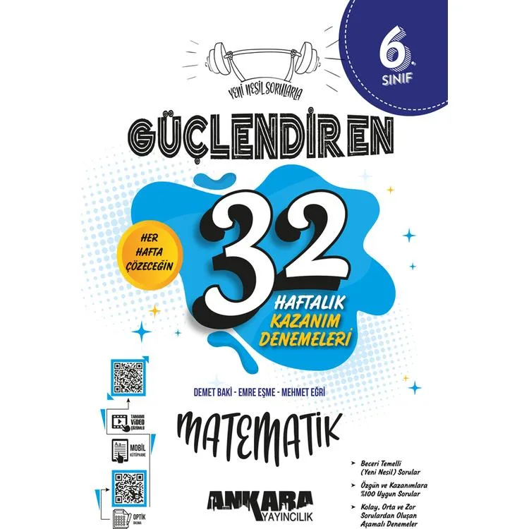 ANKARA YAYINLARI 6. SINIF MATEMATİK 32 HAFTALIK KAZANIM DENEMELERİ