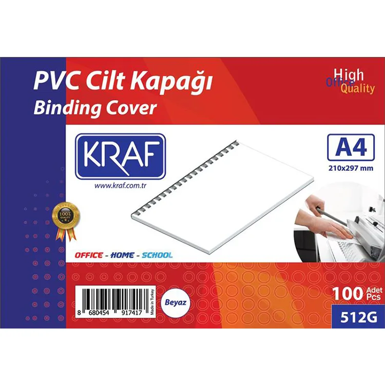 KRAF 512G CİLT KAPAĞI A4 160mic. 100'LÜ BEYAZ