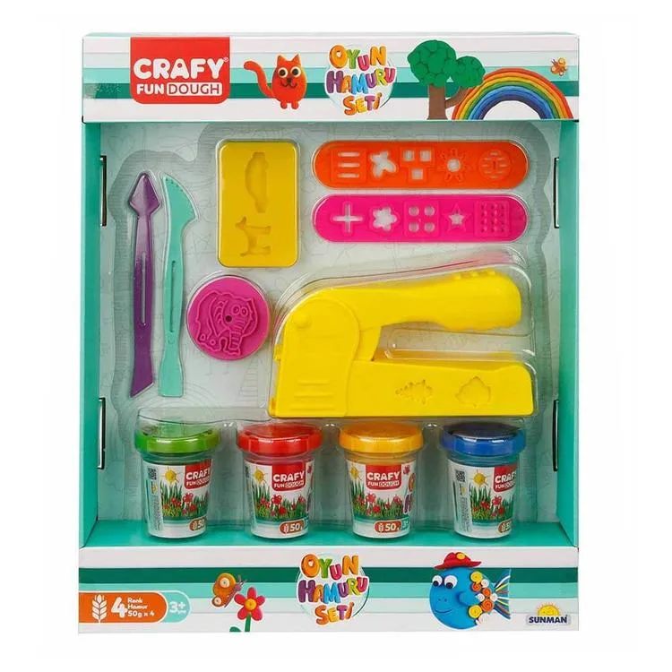 SUNMAN S00030992 CRAFY 4X50 GR OYUN HAMURU TASARIM SETİ 3+