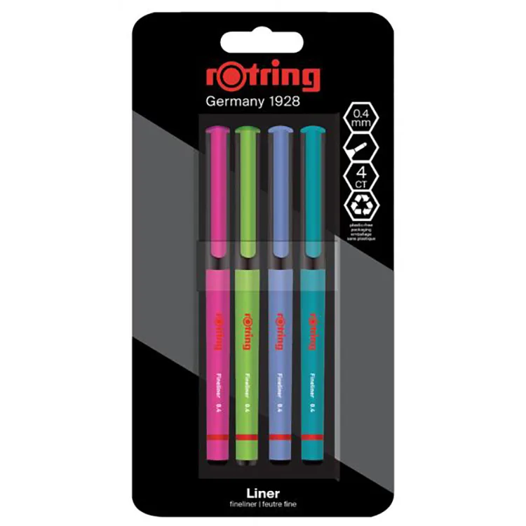 ROTRING 2166331 FINELINER KEÇE UÇLU KALEM CANLI RENKLER 4 LÜ BLISTER