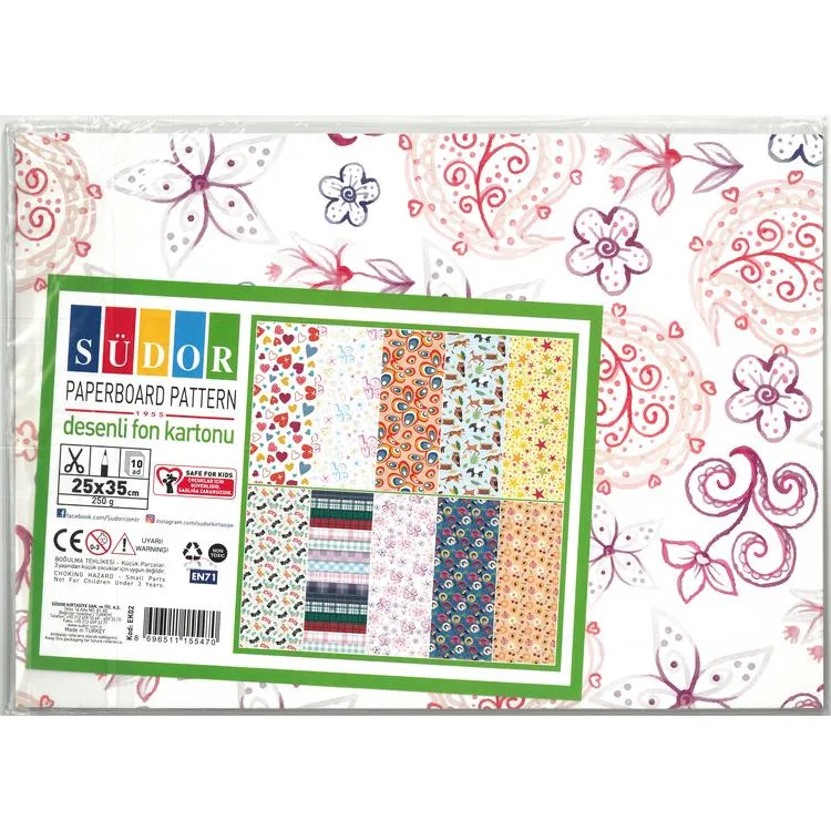 SÜDOR EK02 DESENLİ FON KARTONU 25x35cm 10 'LU