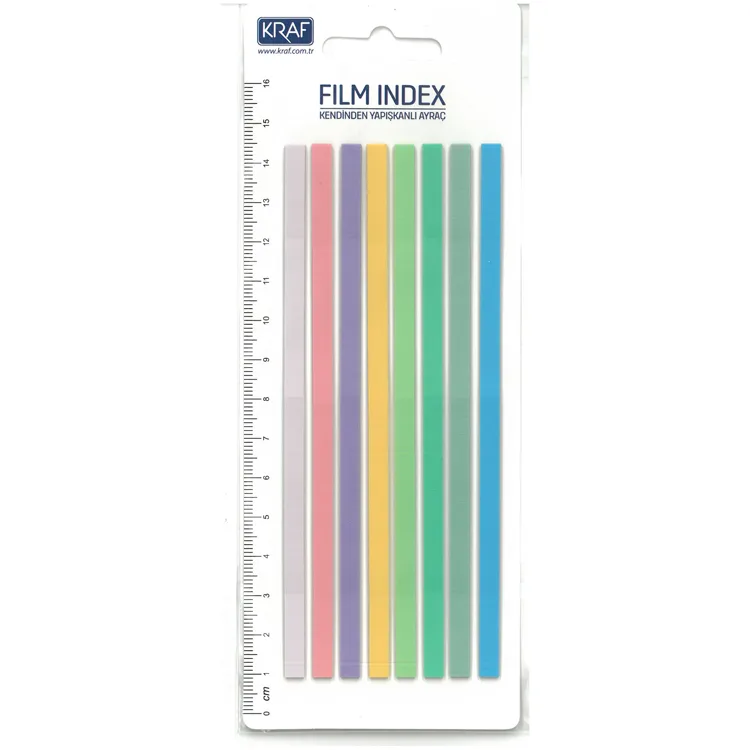 KRAF 85135-1 INDEX FILM (PP) BRIGHT COLOR YAPIŞKANLI AYRAÇ 5x135mm 8 RENK X 20YP