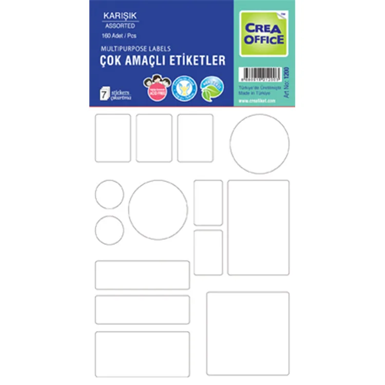 CREA OFC- 1200 KARIŞIK BEYAZ OFİS ETİKETİ 7'Lİ (160)