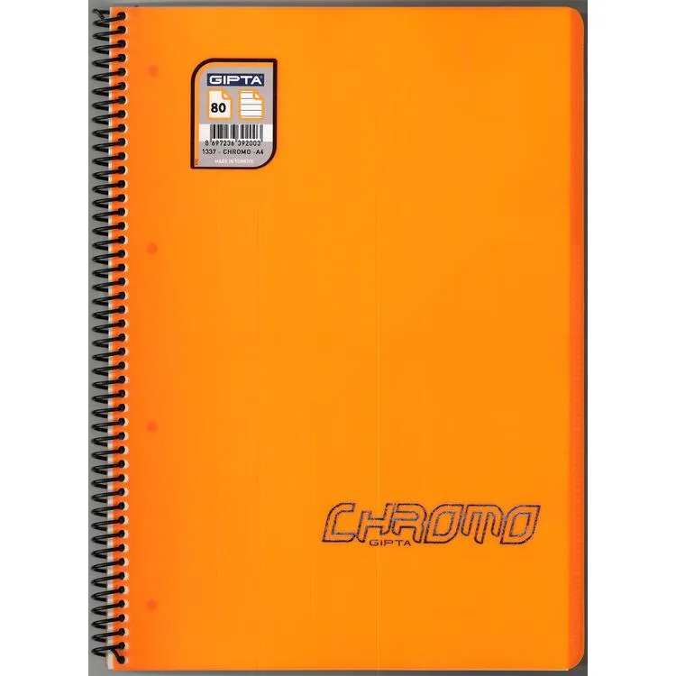 GIPTA CHROM-O SPİRALLİ PP. KAPAK A4 80YP.ÇİZGİLİ DEFTER -1337