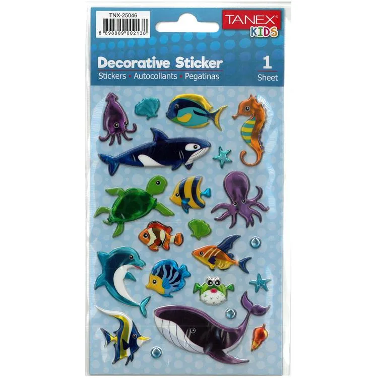 TANEX KIDS TNX-25046 DEKORATİF ETİKETLER - DENİZ HAYVANLARI SERİSİ STICKER