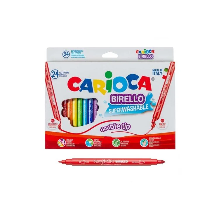 CARIOCA 41521 BIRELLO SÜPER YIKANABİLİR ÇİFT TARAFLI KEÇELİ BOYA KALEMİ 24'LÜ