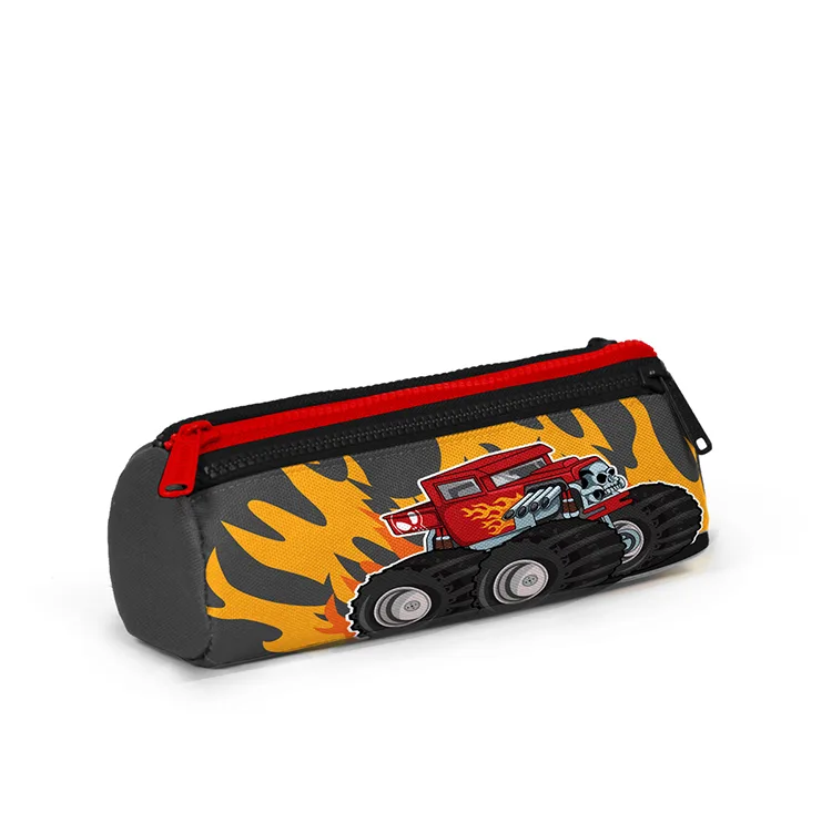 CORAL HIGH 22027 KOYU GRİ SİYAH MONSTER TRUCK ÜÇ BÖLMELİ KALEM ÇANTASI