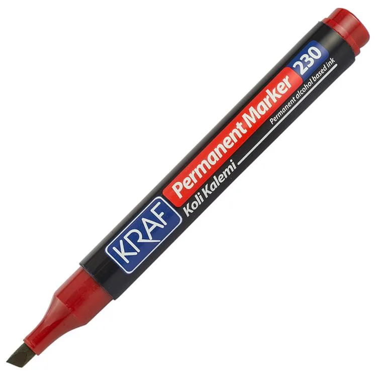 KRAF 230 PERMANENT MARKER KESİK UÇ - KIRMIZI