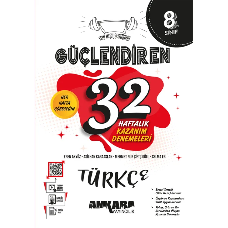 ANKARA 8.SINIF TÜRKÇE GÜÇLENDİREN 32 HAFTALIK KAZANIM DENEMELERİ