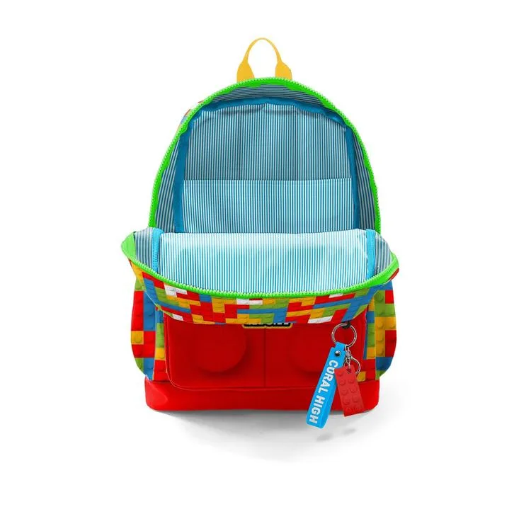 CORAL HIGH 23775 KIDS RENKLİ BLOK DESENLİ DÖRT BÖLMELİ SIRT ÇANTASI