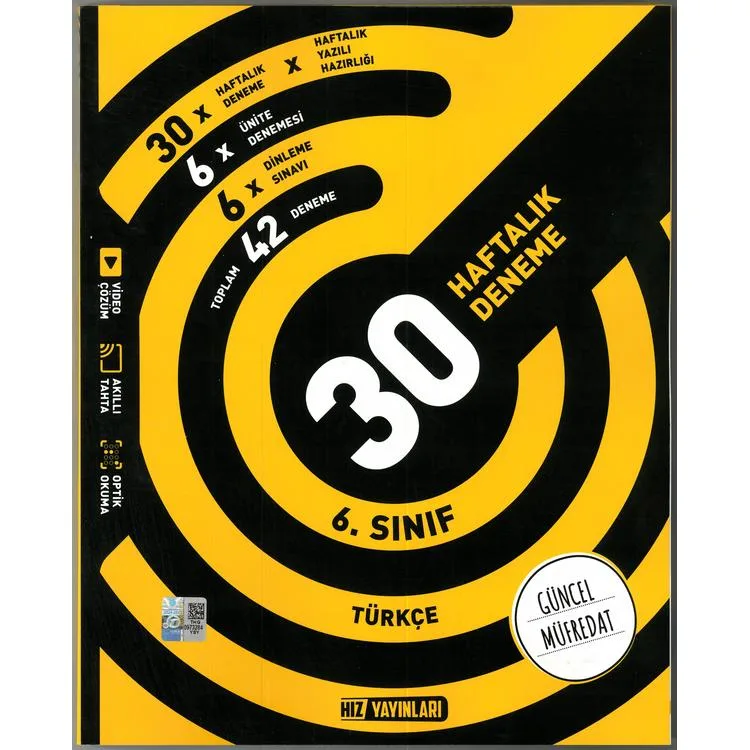 HIZ 6. SINIF TÜRKÇE 30 HAFTALIK KAZANIM DENEMELERİ