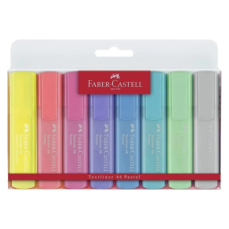 FABER CASTELL TEXTLINER 46 FOSFORLU KALEM PASTEL RENKLER 8'Lİ POŞET 1546