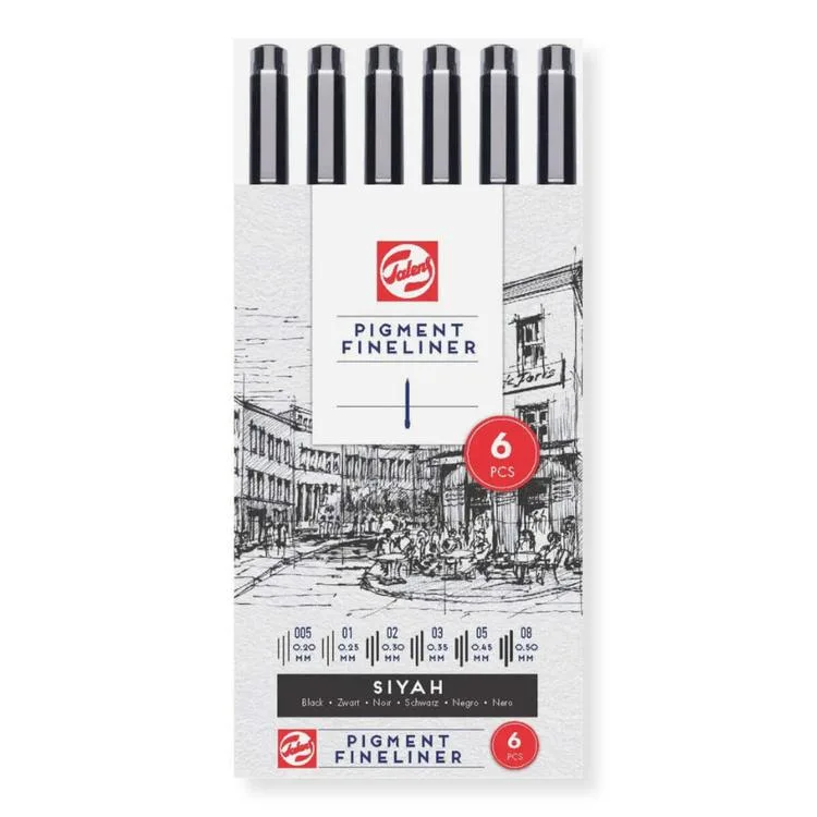 TALENS RT90480962 PİGMENT FINELINER ÇİZİM KALEMİ 6'LI SET SİYAH