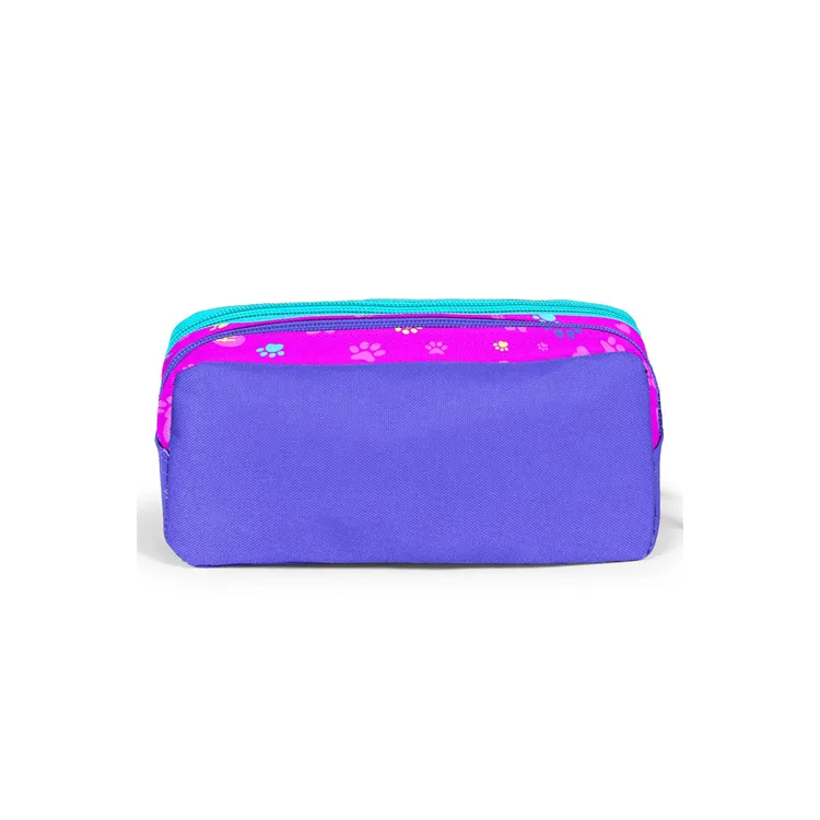 CORAL HIGH 12079 MOR PEMBE KEDİ KÖPEK DESENLİ İKİ BÖLMELİ KALEM ÇANTASI