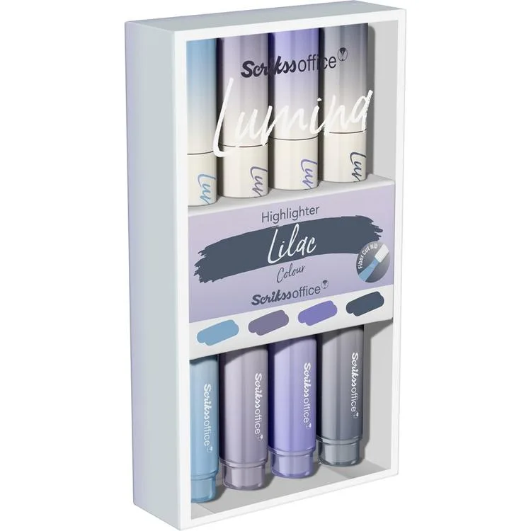 SCRIKSS OFFICE LUMINA FOSFORLU KALEM LİLAC COLOR SET 4'LÜ