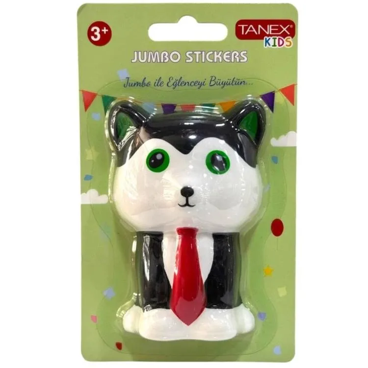 TANEX KIDS TNX-2701201 JUMBO STICKER - SQUISHY JUMBO PUFFY KRAVATLI KEDİ - 1 ADET