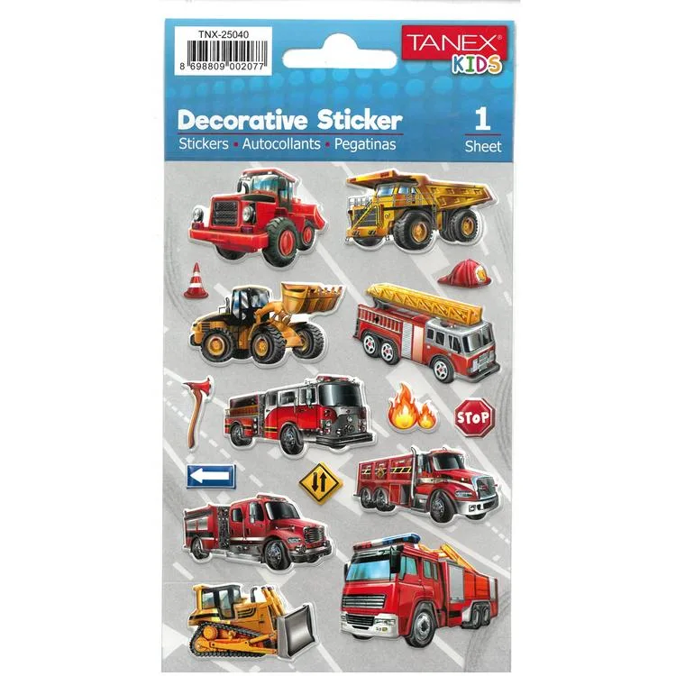 TANEX KIDS TNX-25040 DEKOTARİF ETİKETLER - KAMYON SERİSİ- 1 ADET