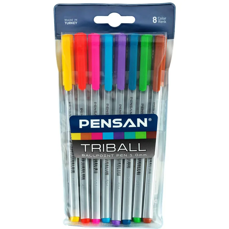 PENSAN TRIBALL RENKLİ TÜKENMEZ KALEM 1mm. 8 'Lİ 1003