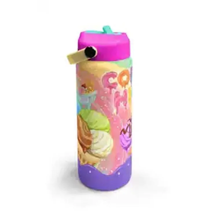 CORAL HIGH 38336 MİLKA ASTRONOT DESENLİ KATLANIR AĞIZLI PİPETLİ ÇELİK TERMOS 650ML