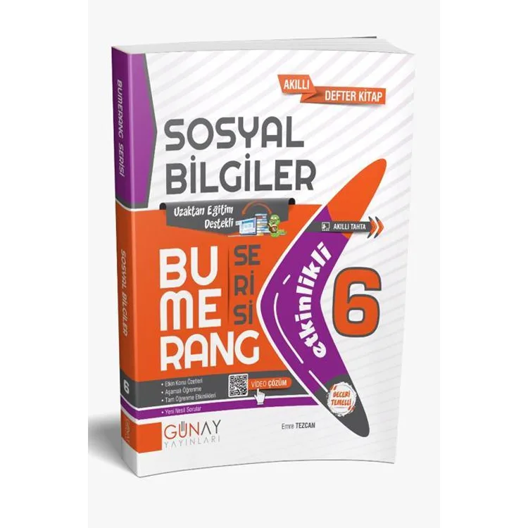 GÜNAY 6. SINIF BUMERANG ETKİNLİKLİ SOSYAL BİLGİLER AKILLI DEFTER KİTAP SORU BANKASI