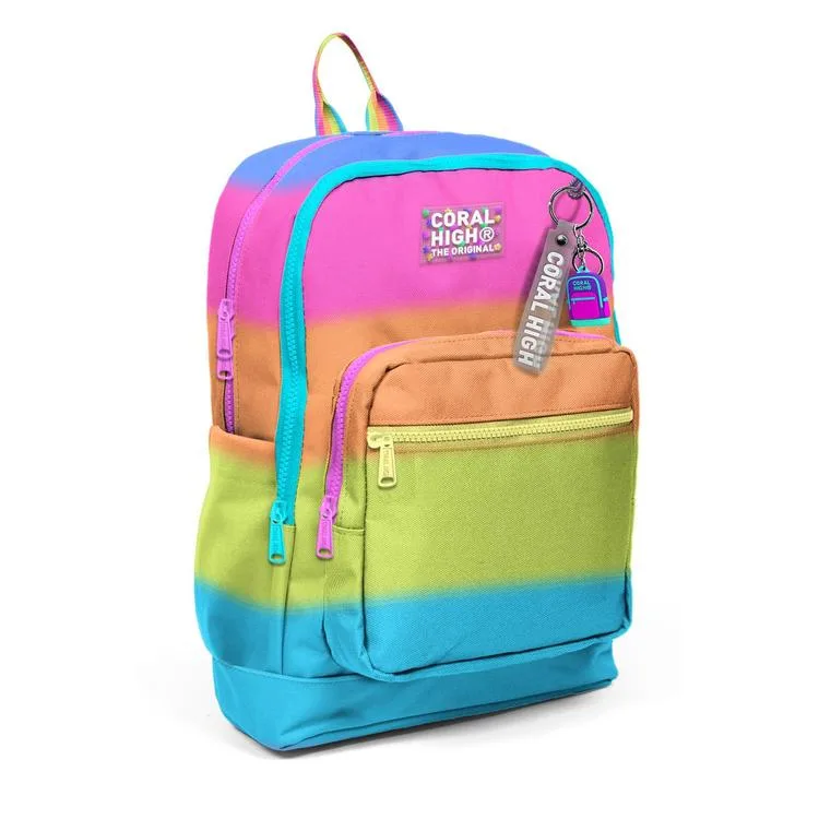 CORAL HIGH 23770 KIDS RENKLİ ÇİZGİLİ DESENLİ DÖRT BÖLMELİ SIRT ÇANTASI