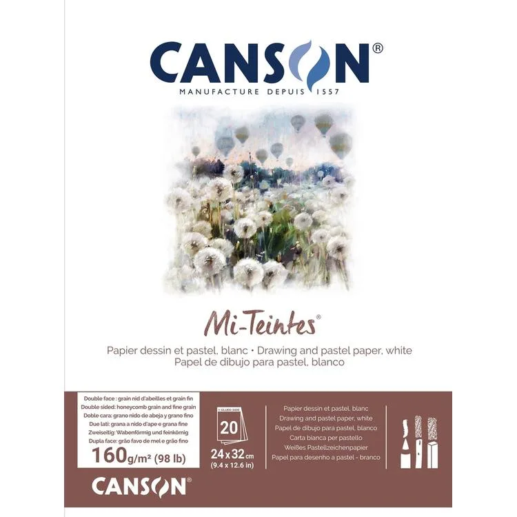CANSON MI-TEINSTES RESİM VE ÇİZİM DEFTERİ 24x32 160GR. 20YP. BEYAZ (WHITE)
