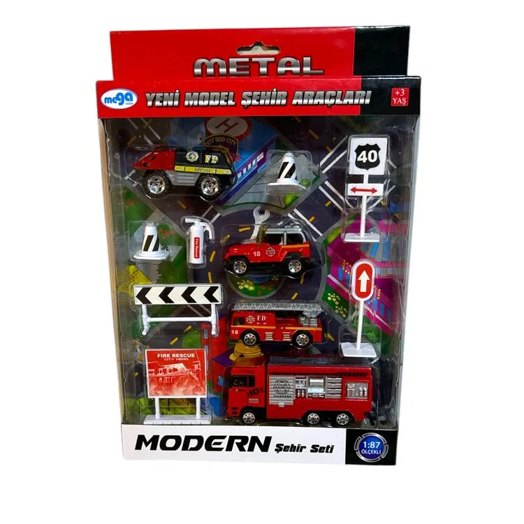 MEGA TY790-A 1:87 DIE CAST - METAL GÖVDE MODERN YENİ MODEL ŞEHİR ARAÇLARI SETİ