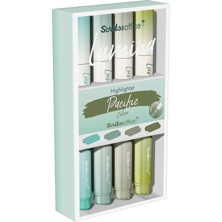 SCRIKSS OFFICE LUMINA FOSFORLU KALEM PACIFIC COLOR SET 4'LÜ