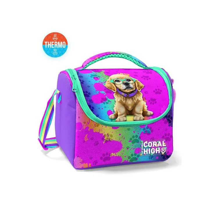 CORAL HIGH 11882 KIDS MOR PEMBE KÖPEK DESENLİ THERMO BESLENME ÇANTASI