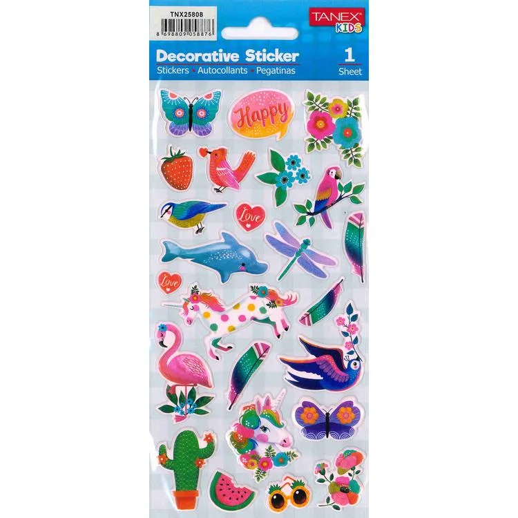 TANEX KIDS TNX-25808 DEKOTARİF ETİKETLER - KABARTMALI KUŞLAR SERİSİ - 1 ADET
