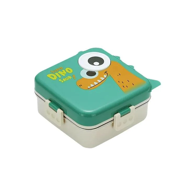 VAGONLİFE BL10082-S PASLANMAZ ÇELİK YEMEK KABI 3 BÖLMELİ LUNCH BOX 1120ML - DİNAZOR YEŞİL