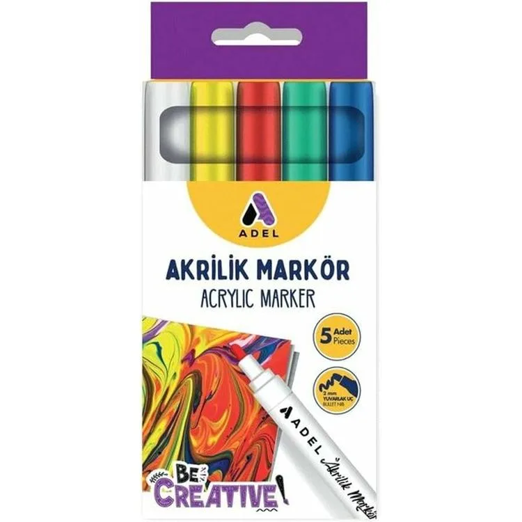 ADEL AKRİLİK MARKER 2mm YUVARLAK UÇ 5'Lİ - 2201000118