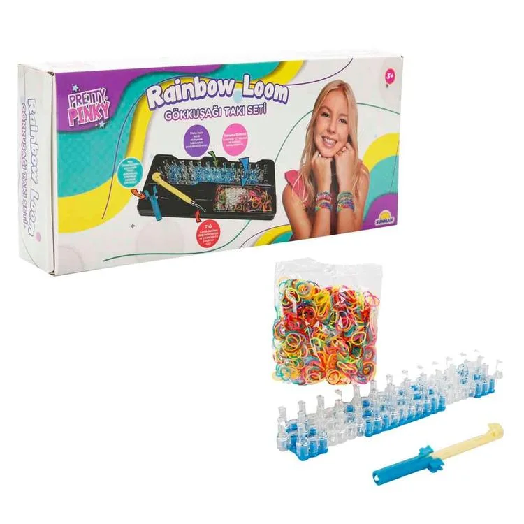 SUNMAN 16312 PRETTY PINKY RAINBOW LOOM GÖKKUŞAĞI TAKI SET 3+