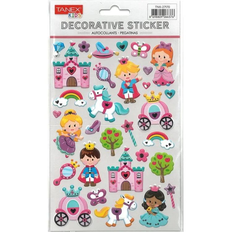 TANEX KIDS TNX-27170 DEKORATİF ETİKETLER - PUFFY MİNİ KRALLIK SERİSİ STICKER - TEKLİ