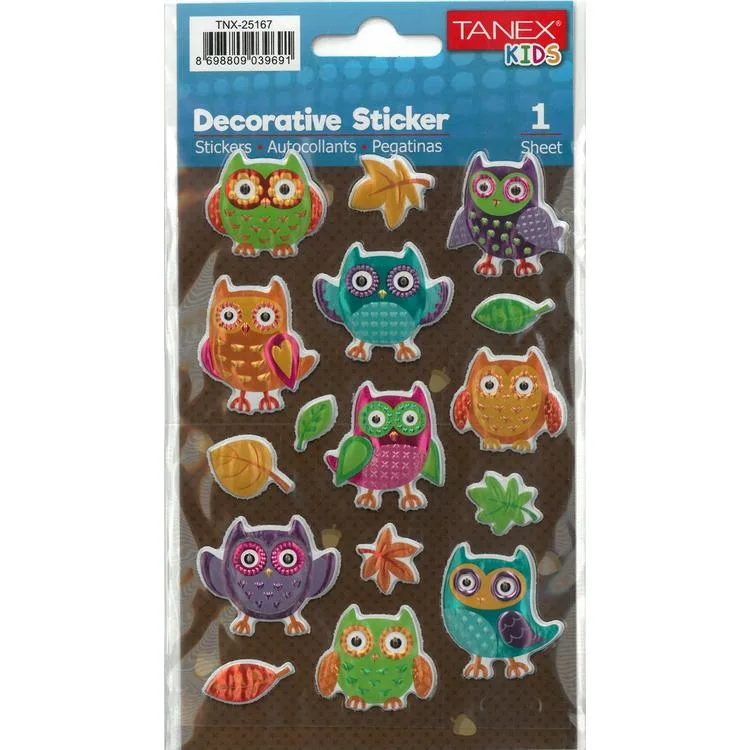 TANEX KIDS TNX-25167 DEKORATİF ETİKETLER - BAYKUŞ SERİSİ STICKER