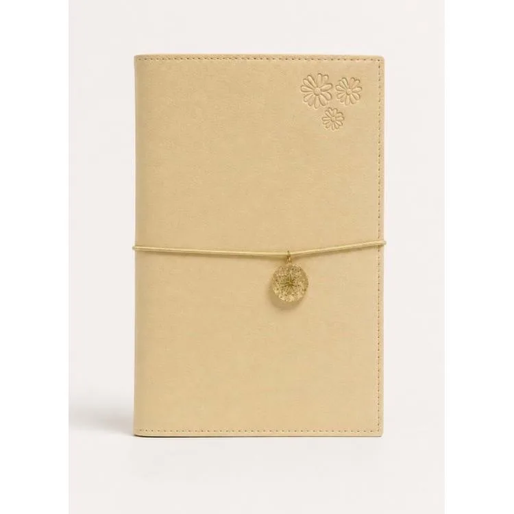 VICTORIA'S JOURNALS CHARM ÇİÇEK 126-2738 VEGAN DERİ KAPAK A5 100 gr. 96 YP. KREM NOKTALI DEFTER PASTEL SARI
